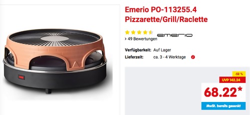 Emerio PO-113255.4 Pizzarette/Grill/Raclette, ca. 36 cm Grillplatte - jetzt 17% billiger Emerio PO-113255.4 Pizzarette/Grill/Raclette, ca. 36 cm Grillplatte - jetzt 17% billiger