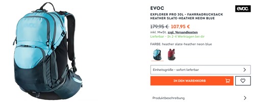 EVOC EXPLORER PRO 30 Liter Fahrradrucksack, neonblau EVOC EXPLORER PRO 30 Liter Fahrradrucksack, neonblau
