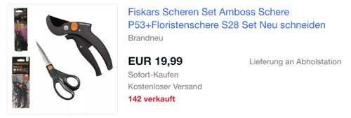 Fiskars Amboss Schere P53 inkl. Fiskars Floristenschere S28 Scheren-Set Fiskars Amboss Schere P53 inkl. Fiskars Floristenschere S28 Scheren-Set