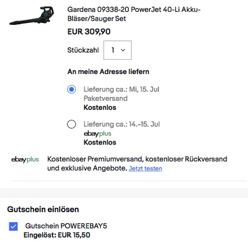Gardena 09338-20 PowerJet 40-Li Akku-Bläser/Sauger, inkl. Akku und Ladegerät Gardena 09338-20 PowerJet 40-Li Akku-Bläser/Sauger, inkl. Akku und Ladegerät
