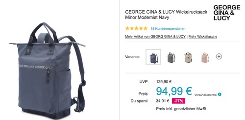 GEORGE GINA & LUCY Wickelrucksack "Minor Modernist", navy oder rose GEORGE GINA & LUCY Wickelrucksack "Minor Modernist", navy oder rose