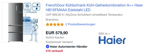 Haier HB16FMAAA FrenchDoor Kühl-Gefrierkombination, A++, Edelstahl (190 x 70 x 68 cm) Haier HB16FMAAA FrenchDoor Kühl-Gefrierkombination, A++, Edelstahl (190 x 70 x 68 cm)