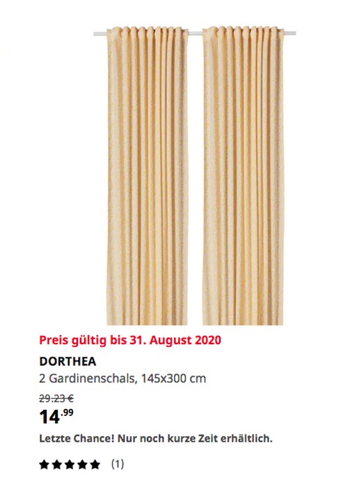 IKEA Erfurt - DORTHEA 2 Gardinenschals, 145x300 cm, weiß/gelb - jetzt 49% billiger IKEA Erfurt - DORTHEA 2 Gardinenschals, 145x300 cm, weiß/gelb - jetzt 49% billiger
