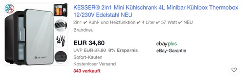 KESSER® 4 Liter 2in1 Mini-Kühlschrank, 12/230V KESSER® 4 Liter 2in1 Mini-Kühlschrank, 12/230V