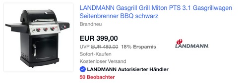 LANDMANN Miton PTS 3.1 Gasgrill, 10,5 kW LANDMANN Miton PTS 3.1 Gasgrill, 10,5 kW