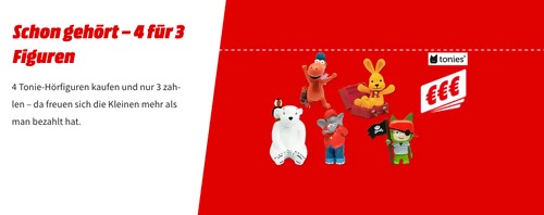 MediaMarkt: 4 Tonie Figuren kaufen und nur 3 bezahlen MediaMarkt: 4 Tonie Figuren kaufen und nur 3 bezahlen