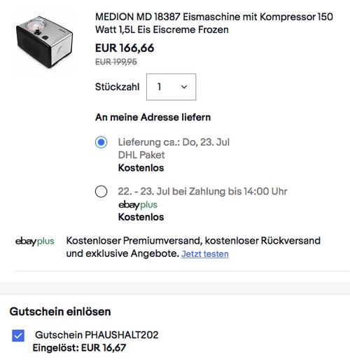 MEDION MD 18387 Eismaschine mit Kompressor, 1,5 Liter - jetzt 10% billiger MEDION MD 18387 Eismaschine mit Kompressor, 1,5 Liter - jetzt 10% billiger