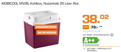 MOBICOOL MV26 Kühlbox 25 Liter, rot MOBICOOL MV26 Kühlbox 25 Liter, rot