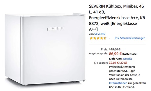 Severin KB 8872 46 Liter Minibar/Mini-Kühlschrank, weiß Severin KB 8872 46 Liter Minibar/Mini-Kühlschrank, weiß