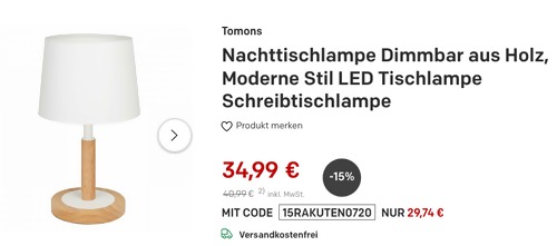 Tomons LP04003 Nachttischlampe in Weiß, dimmbar (180 mm x 322 mm) Tomons LP04003 Nachttischlampe in Weiß, dimmbar (180 mm x 322 mm)