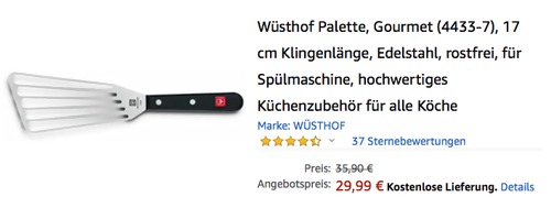 Wüsthof 4433-7 Gourmet Palette Pfannenwender, 17 cm Klingenlänge - jetzt 16% billiger