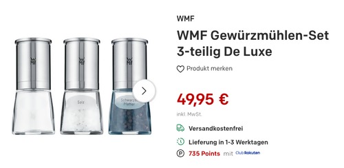 WMF De Luxe Gewürzmühlen-Set, 3-teilig (Keramikmahlwerk, 14 cm hoch, 2x befüllt) WMF De Luxe Gewürzmühlen-Set, 3-teilig (Keramikmahlwerk, 14 cm hoch, 2x befüllt)