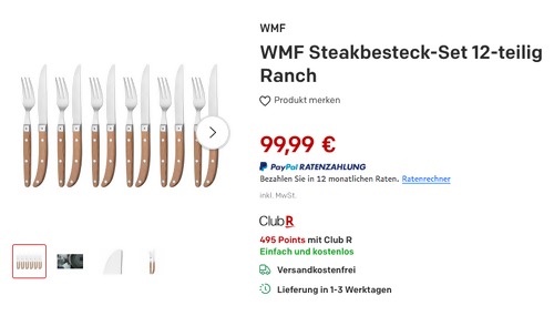WMF Steakbesteck-Set "Ranch" in Holzbox, 12-teilig WMF Steakbesteck-Set "Ranch" in Holzbox, 12-teilig