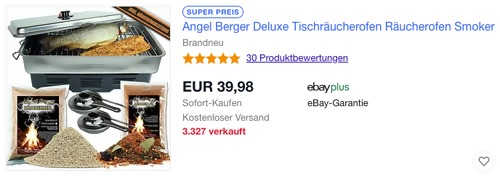 Angel-Berger Deluxe Tischraeucherofen, 43 x 27 x 20cm Angel-Berger Deluxe Tischraeucherofen, 43 x 27 x 20cm