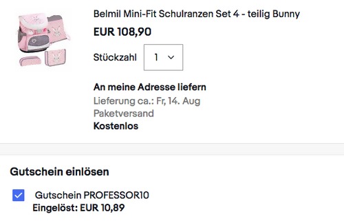 Belmil Mini-Fit Schulranzen-Set "Bunny", 4-teilig Belmil Mini-Fit Schulranzen-Set "Bunny", 4-teilig