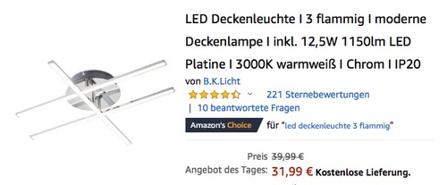 BKL1194 3-flammige LED-Deckenleuchte, 1150lm BKL1194 3-flammige LED-Deckenleuchte, 1150lm