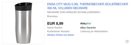 EMSA City Mug 0,36L Thermobecher, Edelstahl EMSA City Mug 0,36L Thermobecher, Edelstahl