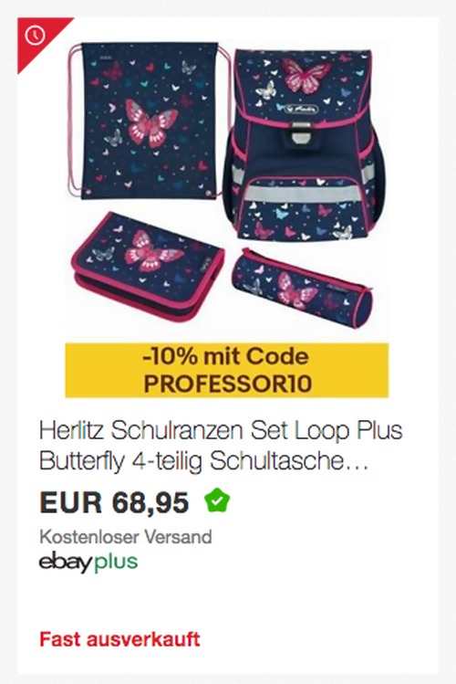Herlitz 50025701 Schulranzen-Set "Loop Plus Butterfly", 4-teilig Herlitz 50025701 Schulranzen-Set "Loop Plus Butterfly", 4-teilig