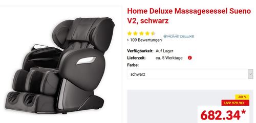 Home Deluxe Massagesessel "Sueno V2", schwarz oder beige Home Deluxe Massagesessel "Sueno V2", schwarz oder beige