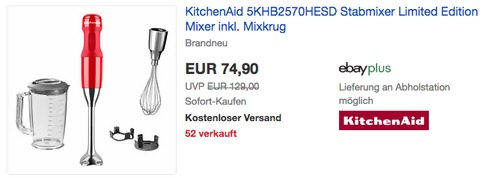 KitchenAid 5KHB2570HESD Stabmixer Limited Edition Mixer in Rot, inkl. Mixkrug KitchenAid 5KHB2570HESD Stabmixer Limited Edition Mixer in Rot, inkl. Mixkrug