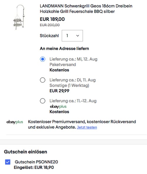 LANDMANN 11065 Edelstahl Schwenkgrill "Geos", silber LANDMANN 11065 Edelstahl Schwenkgrill "Geos", silber