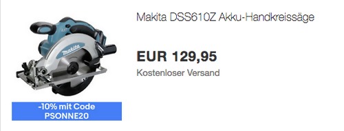 Makita DSS610Z 18V Akku-Handkreissäge (ohne Akku, Koffer und Ladegerät) Makita DSS610Z 18V Akku-Handkreissäge (ohne Akku, Koffer und Ladegerät)
