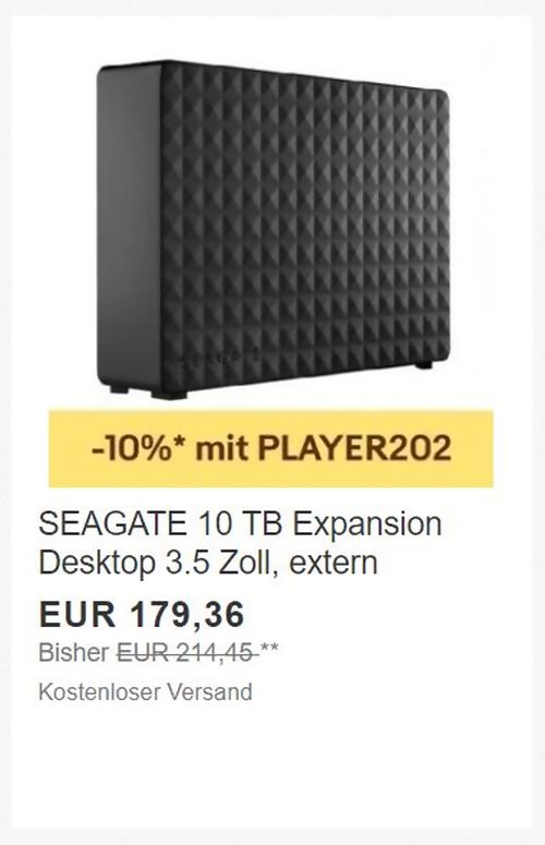 SEAGATE Expansion Desktop 10 TB externe USB-3.0 HDD-Festplatte, 3.5 Zoll SEAGATE Expansion Desktop 10 TB externe USB-3.0 HDD-Festplatte, 3.5 Zoll
