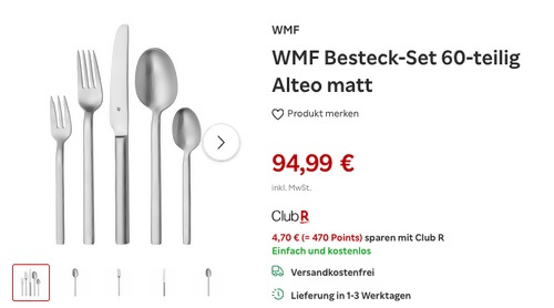 WMF Besteck-Set Alteo matt 60-teilig WMF Besteck-Set Alteo matt 60-teilig