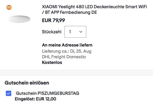 Xiaomi Mi Smart LED Ceiling Smart-Deckenleuchte (2200 lm, 450mm x 75mm) - jetzt 15% billiger