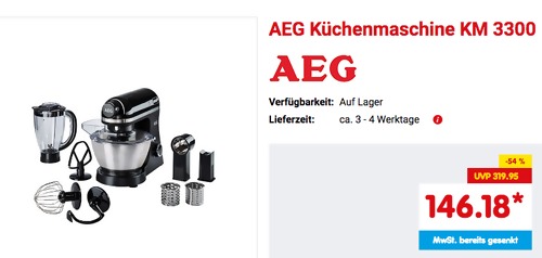 AEG KM 3300 Küchenmaschine inkl. Zubehör, schwarz AEG KM 3300 Küchenmaschine inkl. Zubehör, schwarz
