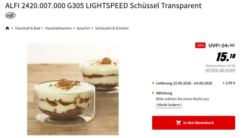 alfi 2420.007.000 G305 LIGHTSPEED 2er Glasschüssel-Set, 2x 300 ml alfi 2420.007.000 G305 LIGHTSPEED 2er Glasschüssel-Set, 2x 300 ml