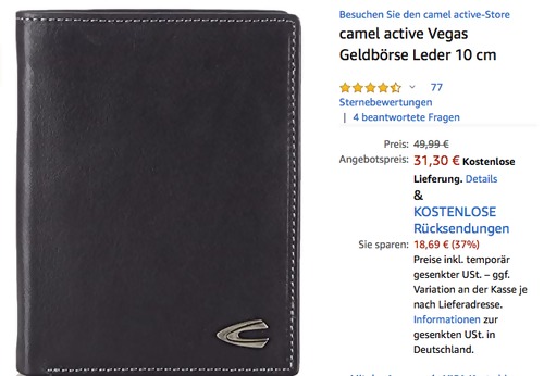 camel active Leder Geldbörse "Vegas", schwarz camel active Leder Geldbörse "Vegas", schwarz