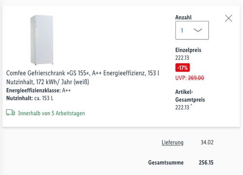 Comfee Gefrierschrank "GS 155", 55 x 142 x 55 cm Comfee Gefrierschrank "GS 155", 55 x 142 x 55 cm