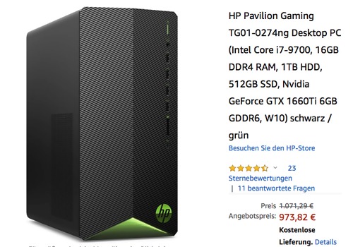 HP Pavilion Gaming TG01-0274ng Desktop PC ( i7-9700, 16GB DDR4 RAM, 1TB HDD, 512GB SSD, GTX 1660Ti 6GB GDDR6, W10) HP Pavilion Gaming TG01-0274ng Desktop PC ( i7-9700, 16GB DDR4 RAM, 1TB HDD, 512GB SSD, GTX 1660Ti 6GB GDDR6, W10)