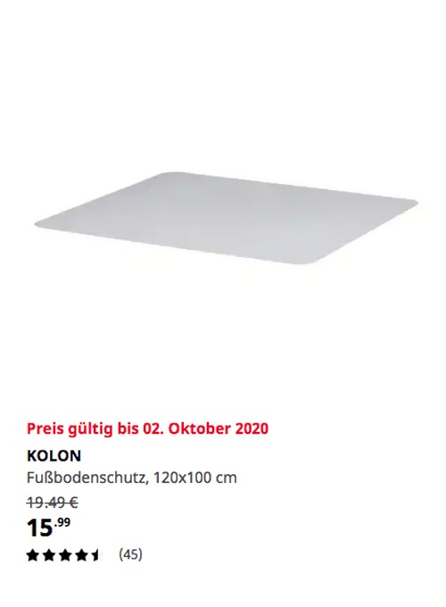 KOLON Fußbodenschutz, 120x100 cm - IKEA Deutschland