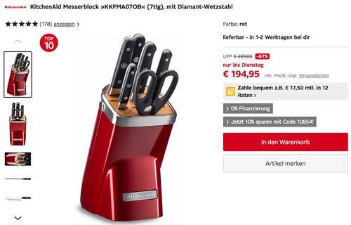 KitchenAid Messerblock "KKFMA07OB", 7-tlg. KitchenAid Messerblock "KKFMA07OB", 7-tlg.