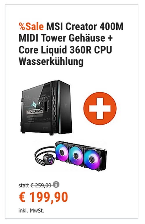 MSI Creator 400M MIDI Tower Gehäuse inklusive MSI Core Liquid 360R CPU Wasserkühlung MSI Creator 400M MIDI Tower Gehäuse inklusive MSI Core Liquid 360R CPU Wasserkühlung