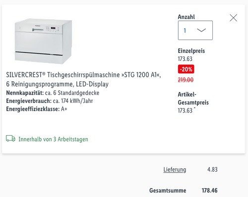 SILVERCREST® Tischgeschirrspülmaschine "STG 1200 A1", ca. 44 x 55 x 50 cm SILVERCREST® Tischgeschirrspülmaschine "STG 1200 A1", ca. 44 x 55 x 50 cm