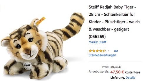 Steiff 066269 Radjah Baby Tiger, 28 cm Steiff 066269 Radjah Baby Tiger, 28 cm