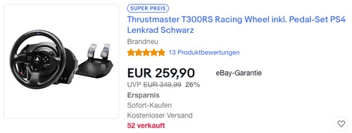 Thrustmaster T300RS Racing Wheel inkl. Pedal-Set (PS4 / PS3 / PC) Thrustmaster T300RS Racing Wheel inkl. Pedal-Set (PS4 / PS3 / PC)