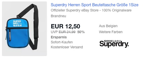 Superdry Herren Sport Beuteltasche/Schultertasche, 20x15x2 cm (Königsblau, Grenadine) Superdry Herren Sport Beuteltasche/Schultertasche, 20x15x2 cm (Königsblau, Grenadine)