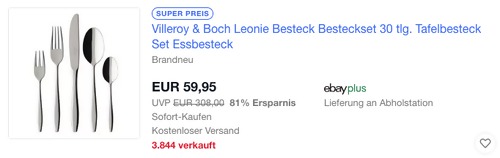 Villeroy & Boch Leonie Besteckset, 30-tlg. - jetzt 20% billiger
