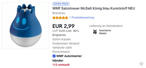 WMF Salzstreuer "McSalt König", blau WMF Salzstreuer "McSalt König", blau