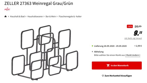 ZELLER 27363 Weinregal für 5 Flaschen ZELLER 27363 Weinregal für 5 Flaschen
