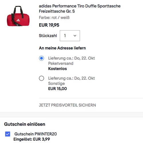adidas Performance Tiro Duffle Sporttasche Gr. S, rot/weiß oder schwarz/weiß adidas Performance Tiro Duffle Sporttasche Gr. S, rot/weiß oder schwarz/weiß