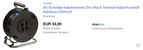 as - Schwabe 10111 Sicherheits-Kabeltrommel 25m (H05RR-F 3G1,5 schwarz, IP20) as - Schwabe 10111 Sicherheits-Kabeltrommel 25m (H05RR-F 3G1,5 schwarz, IP20)