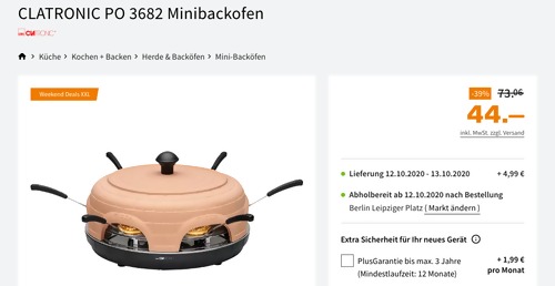 CLATRONIC PO 3682 Minibackofen/Terrakotta-Haub - jetzt 33% billiger