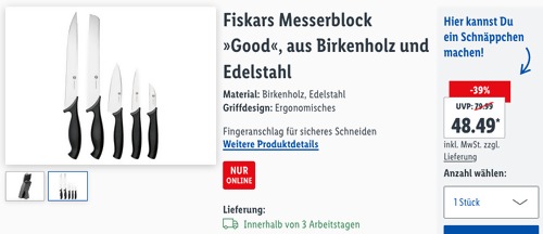 Fiskars Messerblock "Good", 5 Messer Fiskars Messerblock "Good", 5 Messer