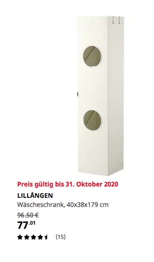 IKEA Düsseldorf - LILLÅNGEN Wäscheschrank, weiß, 40x38x179 cm IKEA Düsseldorf - LILLÅNGEN Wäscheschrank, weiß, 40x38x179 cm