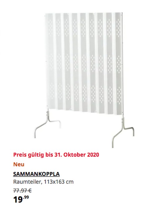 IKEA Essen - SAMMANKOPPLA Raumteiler, weiß, 113x163 cm IKEA Essen - SAMMANKOPPLA Raumteiler, weiß, 113x163 cm